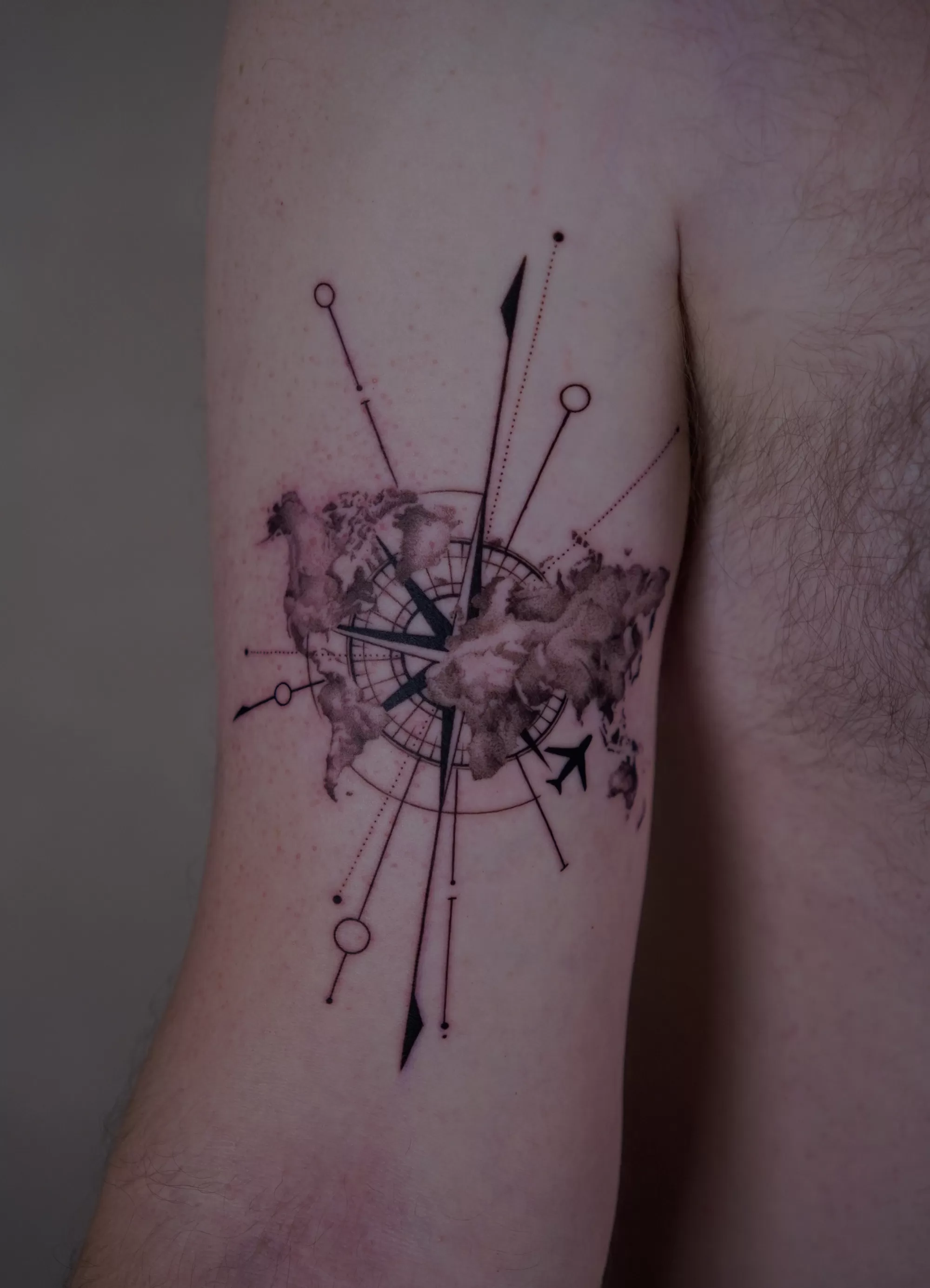 1764400544 World Map Compass Tattoo 1