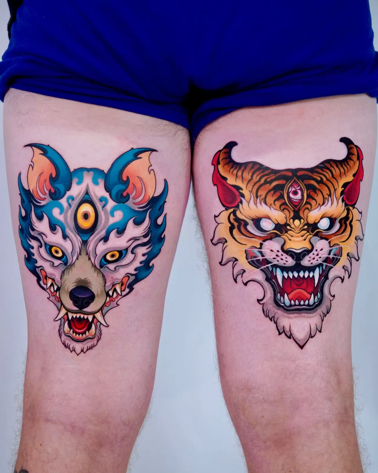 1769073653 Wolf Tiger Full Color Tattoo 1