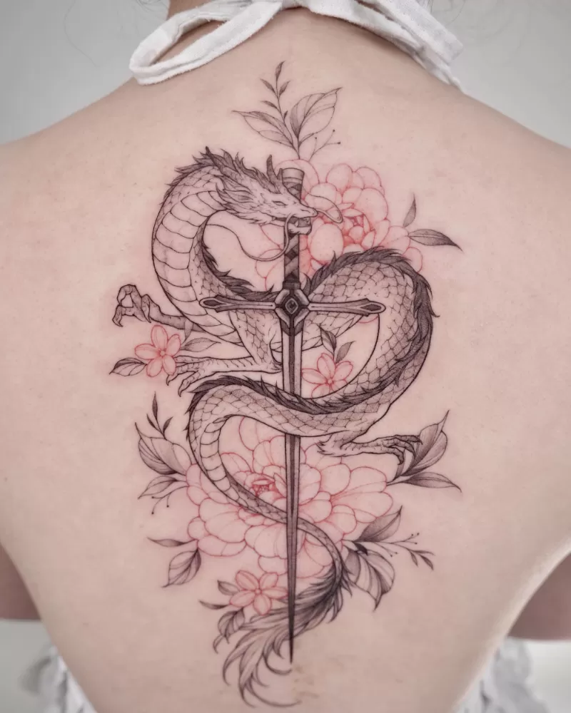 1774435020 Chinese Dragon Back Tattoo 1