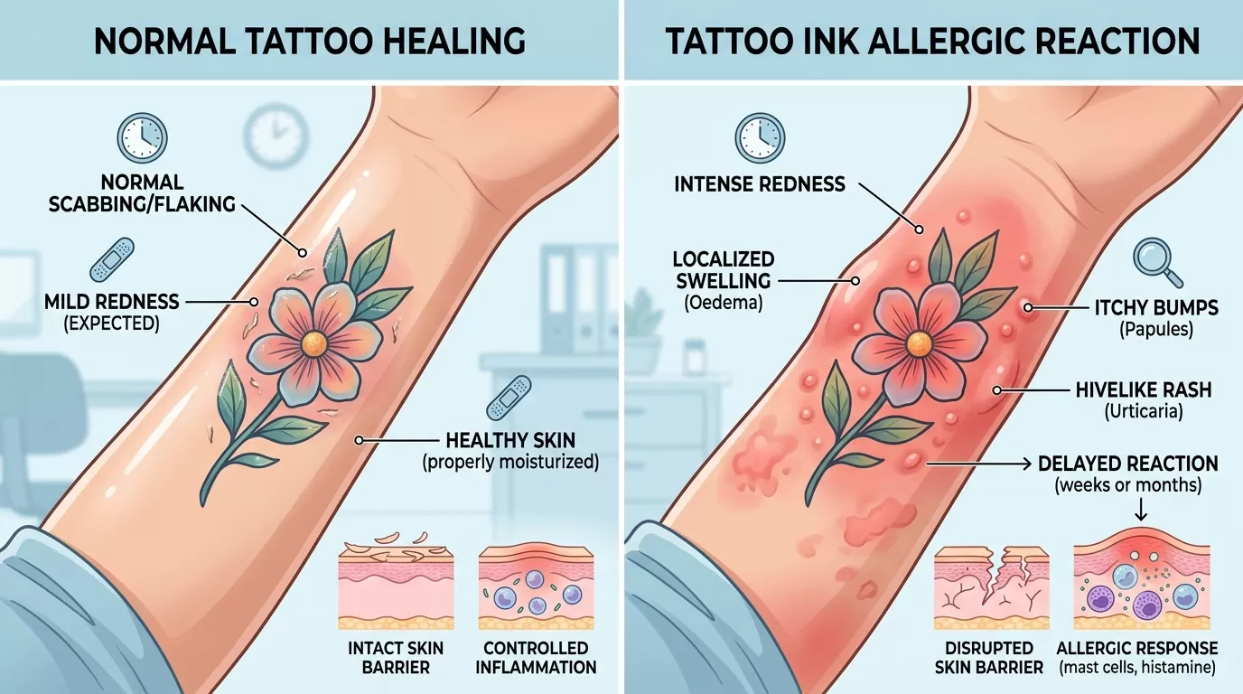 1787868402 Tattoo Allergy Vs Normal Tattoo Healing